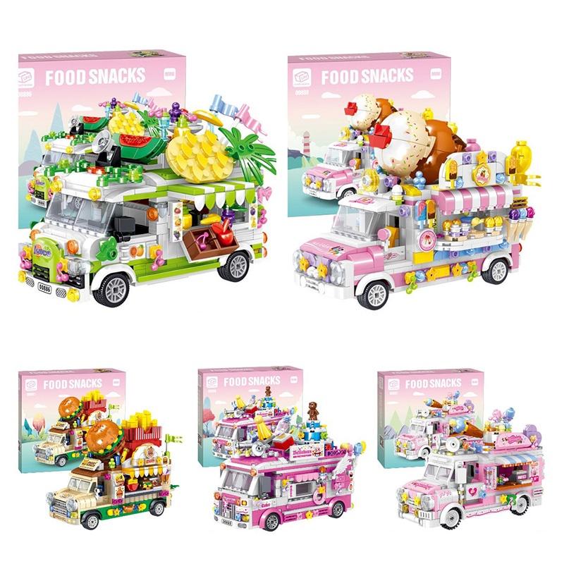 Diy Creative Mini Puzzle Building Toy Sweet Dessert Burger Car With 638 Abs Plastic Grains