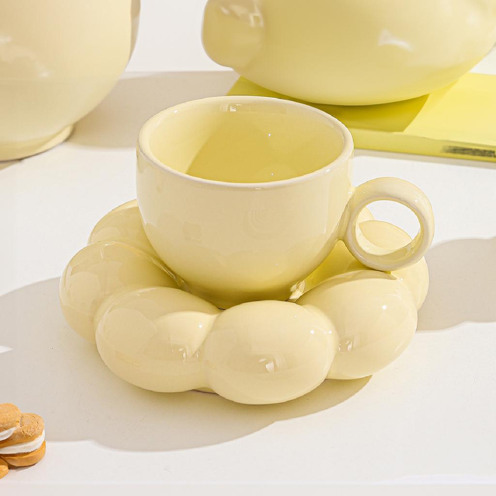 Ceramic Cloud Coffee Mug Sets Creative Makron Flowers Coffee Mug Office Afternoon Tea Cups Kitchen Drinkware Home Accessories