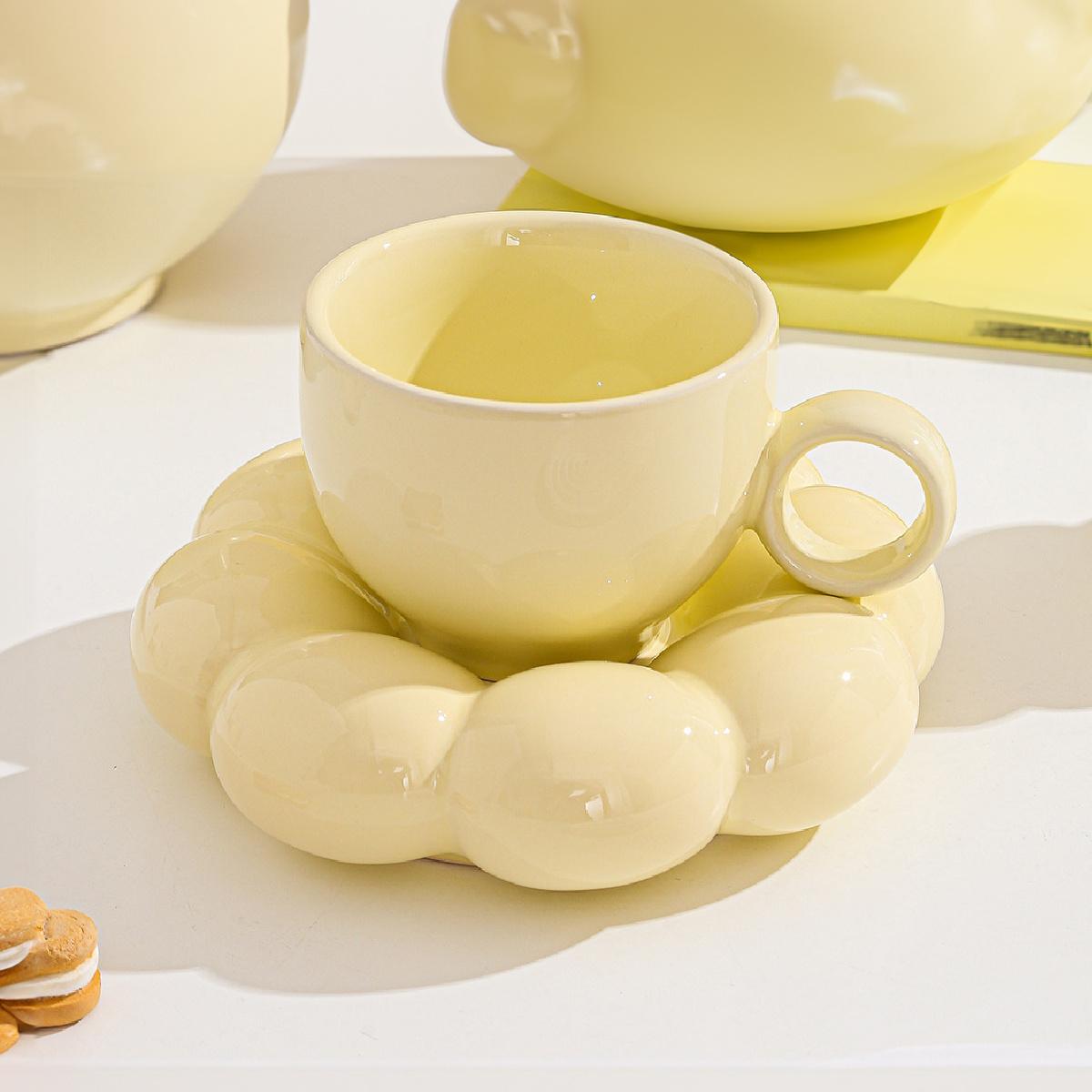 Ceramic Cloud Coffee Mug Sets Creative Makron Flowers Coffee Mug Office Afternoon Tea Cups Kitchen Drinkware Home Accessories 200ML