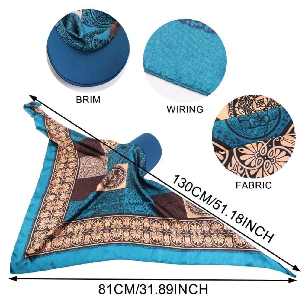 New Satin Paisley Print Hat with Brim Strapped Design Headscarf Hat Soft Breathable Sun Hats Women Fashion