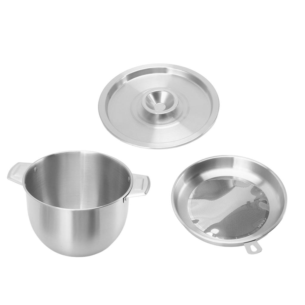 2.8L Household Oil Filter Pot Stainless Steel Strainer Storage Tank Kitchen Accessory with Filter Net Lid