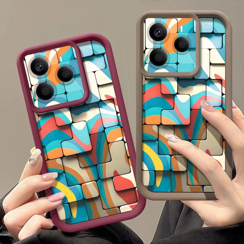 Soft TPU Phone Case For Xiaomi Redmi Note 15 14 13 Pro 4G For Redmi Note 13 14 Pro Plus 5G Colorful Geometric Pattern Back Cover