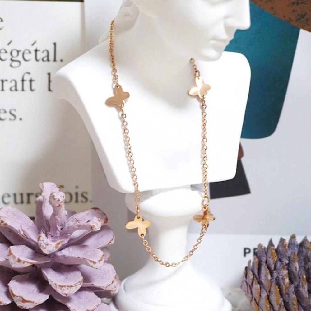 Surgical Steel Butterfly Chain Anklet in Silver and Rose Gold (S6917250)