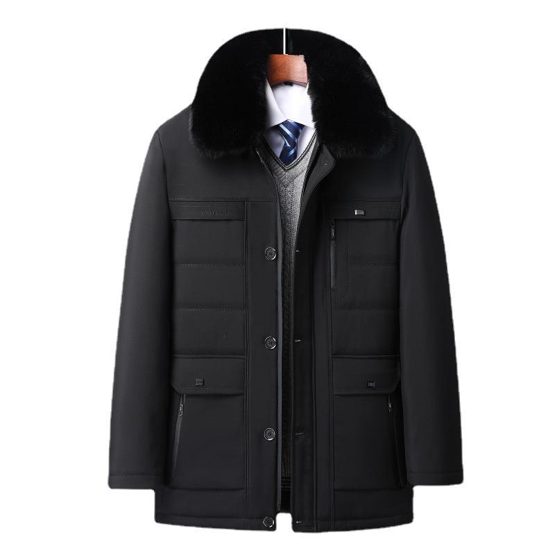 Lambskin Cotton-Padded Jacket for Middle-Aged Men and Seniors