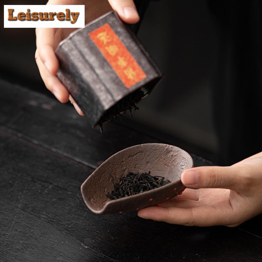 Handgehaltener Blütenblatt-Tee-Löffel aus altem Felsen-Schlamm, Antike Chahe-Schaufel, Haushalts-Erweckungs-Teelöffel, Kung Fu-Tee für Tee-Ornamente