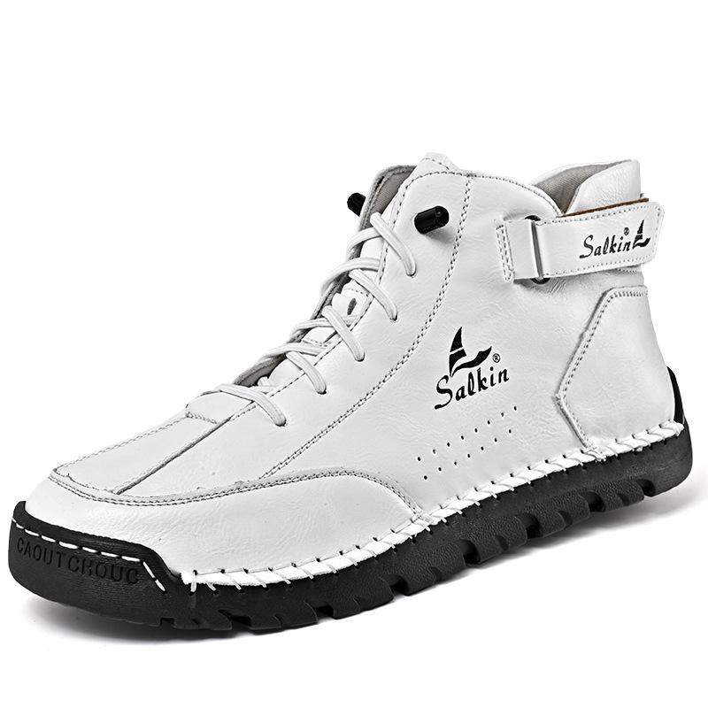 Men's Mid-Calf Leather Martin Boots - Autumn/Winter, Large Size, Handmade Casual Work Boots