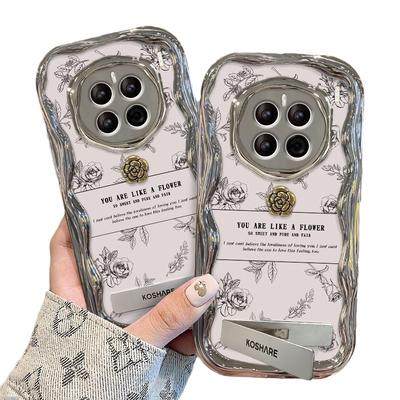 Suitable for Huawei Pura70pro Mobile Phone Case Vivos18 Camellia Doll Stand Oppo Electroplating Silver Xiaomi 13