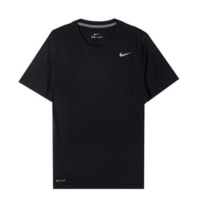 Dri-Fit Simple Logo Running Quick-Dry Breathable Crew Neck Knitted Short Sleeve T-Shirt Men Tops Black 371684-010
