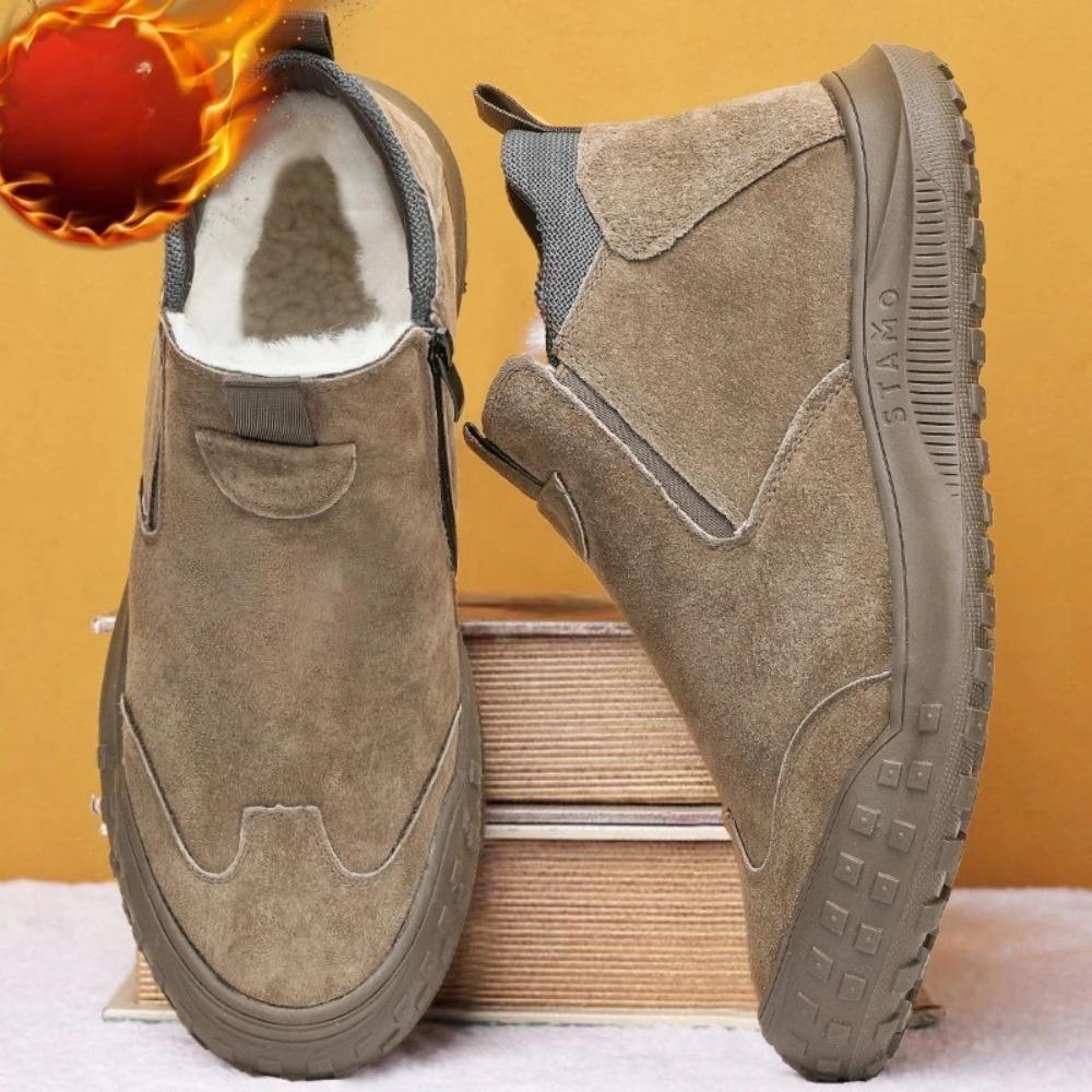 Scarpe Invernali Calde Casual in Cotone per Esterno con Pelliccia Sintetica Alta Scarpe Casual Stivali da Neve da Uomo con Pelliccia Sintetica