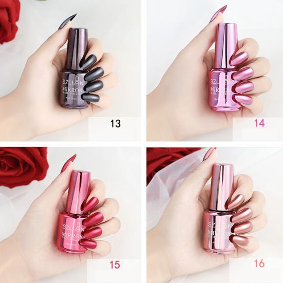 18ml Lasting Solid Color Metallic Mirror Effect Nail Art Polish Varnish Decor