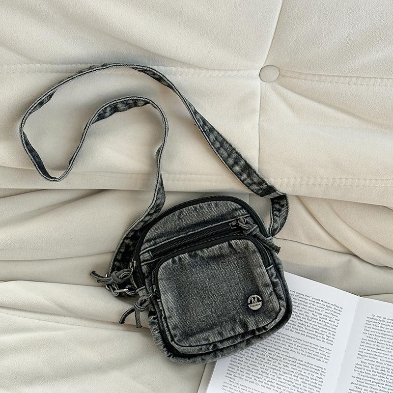 Borsa Quadrata Piccola Borsa da Donna per Cellulare Borsa a Spalla in Denim Borsa a Tracolla da Pendolare