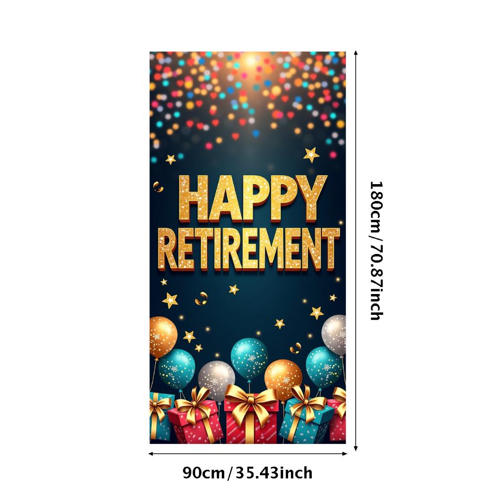 Happy Retirement Banner Balloons Retirement Theme Party Celebration Decoration Backdrop Photography Background Prop Wall Poster