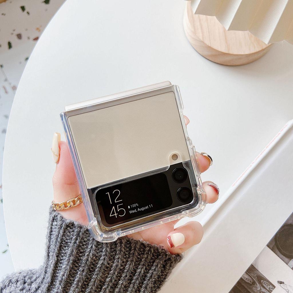 Průhledné TPU ochranné pouzdro pro Z Flip 5 s lesklým povrchem a kompatibilitou se skládacím displejem.