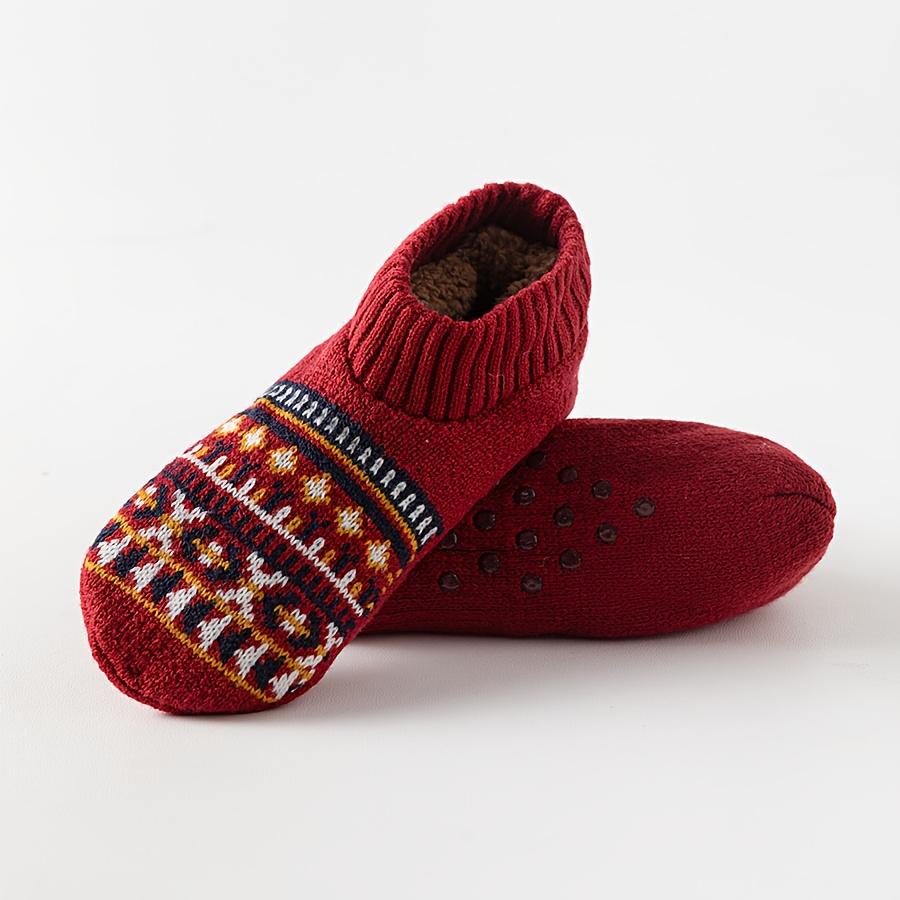 Unisex Autumn/Winter Classic Ethnic Print Warm Anti-Freeze Comfortable Soft Beige Friendly Versatile Floor Socks Cozy Couple Socks