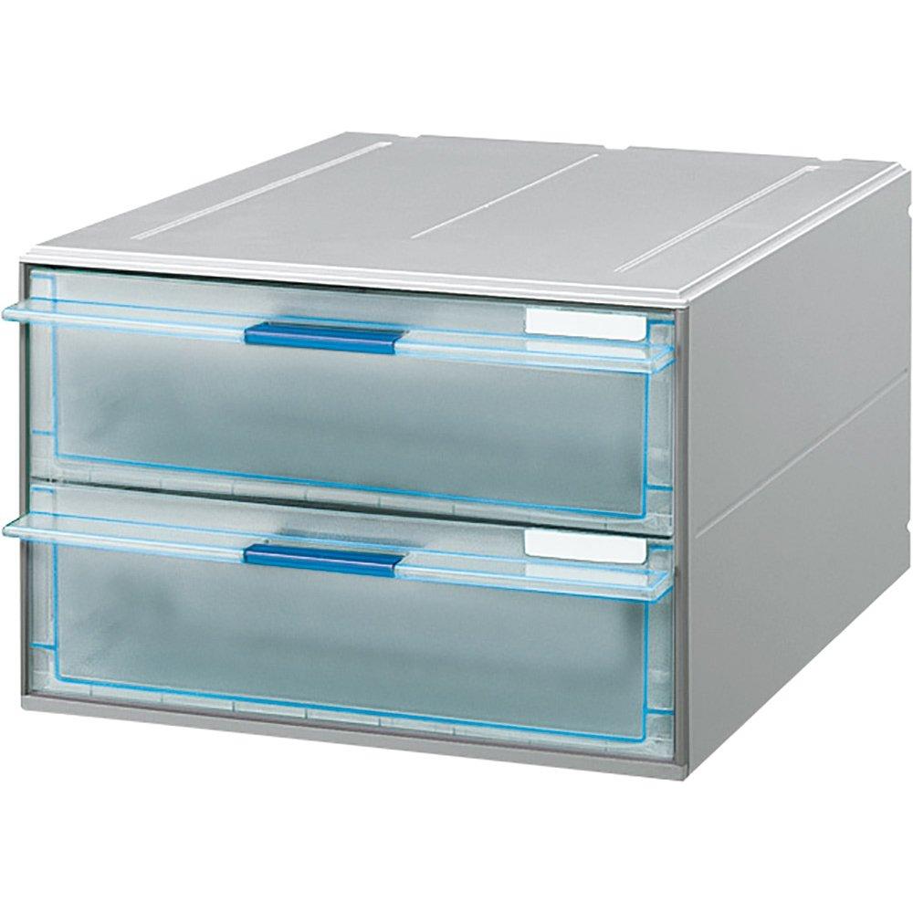 Kokuyo Letter Case, Clear Drawer, A4, 2 Deep Drawers, LC-UNT202M