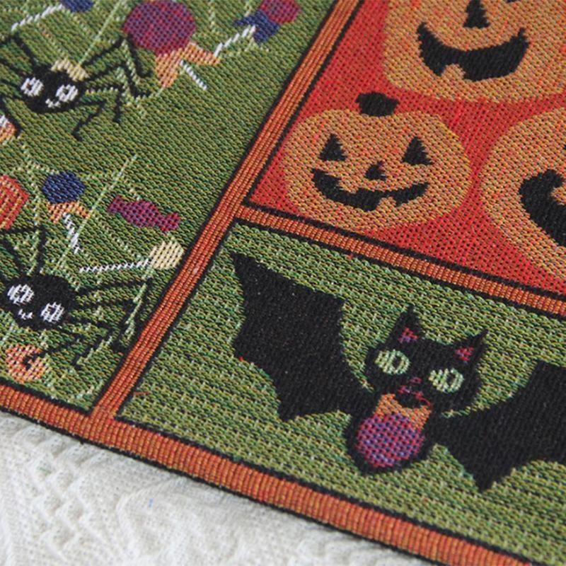 Halloween Tablecloth Placemat Table Flag Funny Pumpkin Tablecloth Decorative Bed Flag Halloween Rest