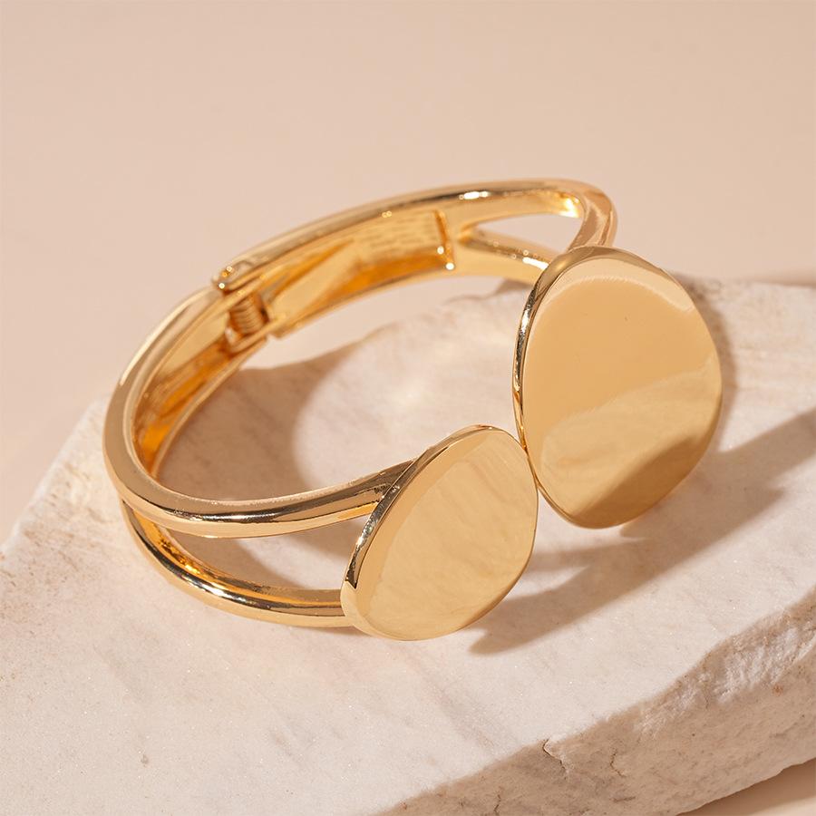 European and American metal sense irregular geometric double-layer open bracelet exaggerated simple heavy industry jewelry