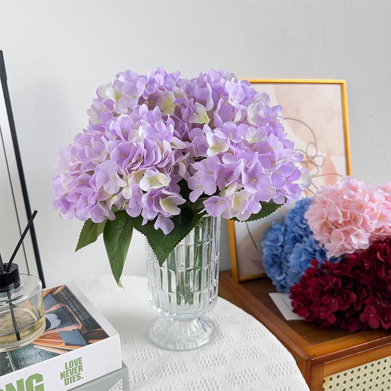 5-Head Silk Hydrangea Fake Flowers for Wedding Décor and Home Arrangements