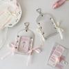 Silver Ballet Style Ribbon Keychain Credit Card Holder Women ID Card Holder Girl Idol Photocard Holder Student Bus Card Case