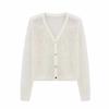 QICED Sequin Knit Cardigan Women's Summer Smock Hollowed-out Mesh Woven Tulle Sunscreen Wear Top Cape