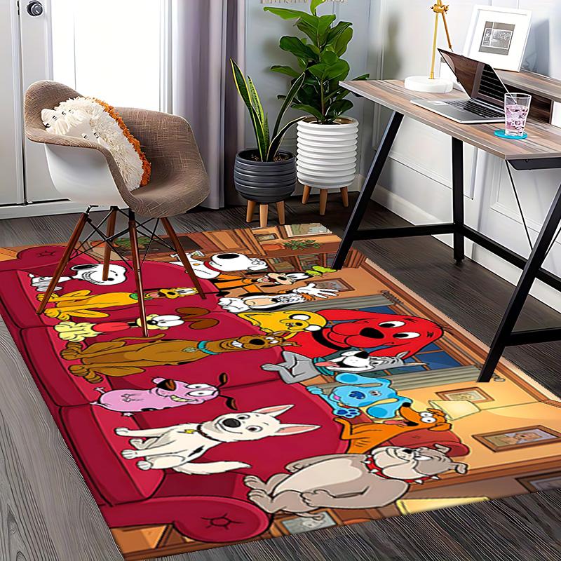1pc Dogs Room Carpet Rug for Bedroom Living Room Decor Sofa Home Game Area Rug Non-slip Floor Mat. D7220144