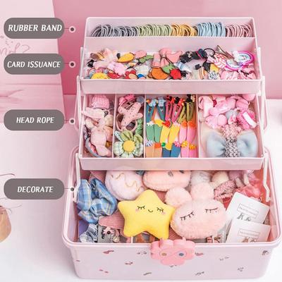 Cutie Portabilă de Depozitare Accesorii de Păr, Elastic de Păr pentru Bebeluși, Agrafă de Păr, Elastic de Cauciuc, Etui pentru Bijuterii de Toaletă, Organizator Dormitor