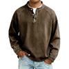 Men S Vintage Washed Stand Collar Long Sleeve Loose Solid Color Sweatshirt