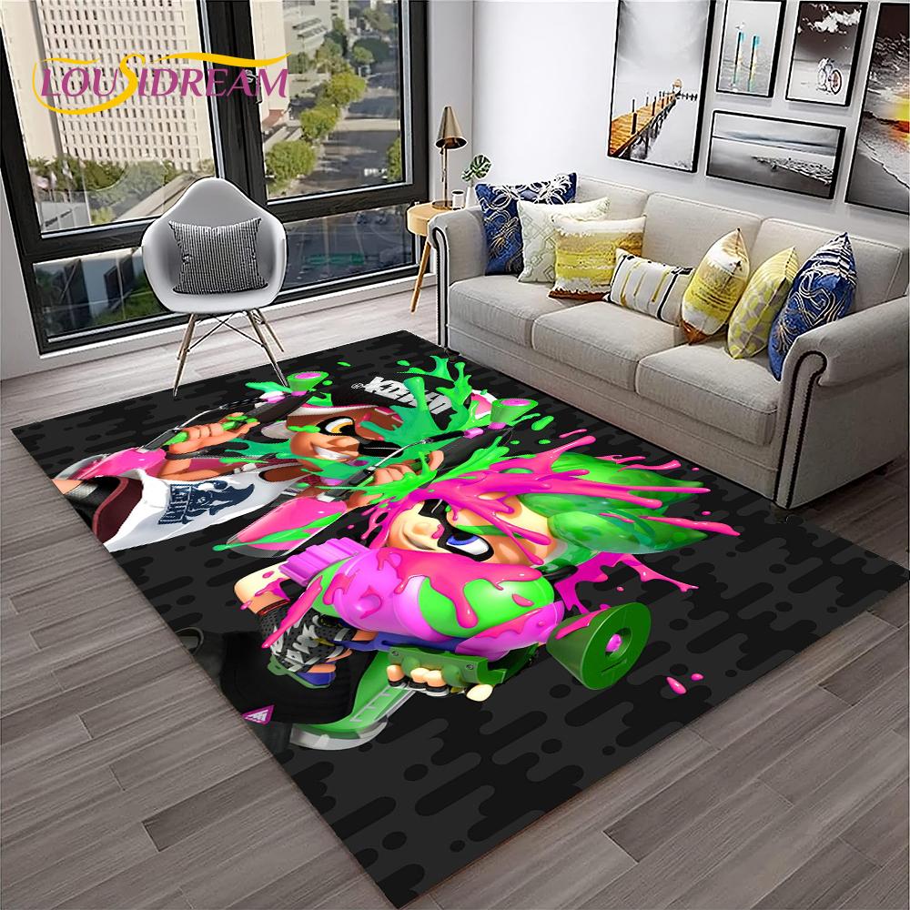 Cartoon PC Gamer 3D Games Splatoon Carpet Rug for Home Living Room Bedroom Sofa Doormat Decor,kids Area Rug Non-slip Floor Mat