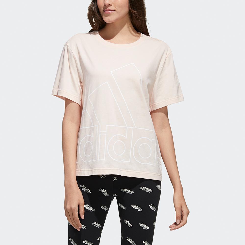 Adidas Logo Print Sports Casual T-Shirt Women Tops Pink GK3332