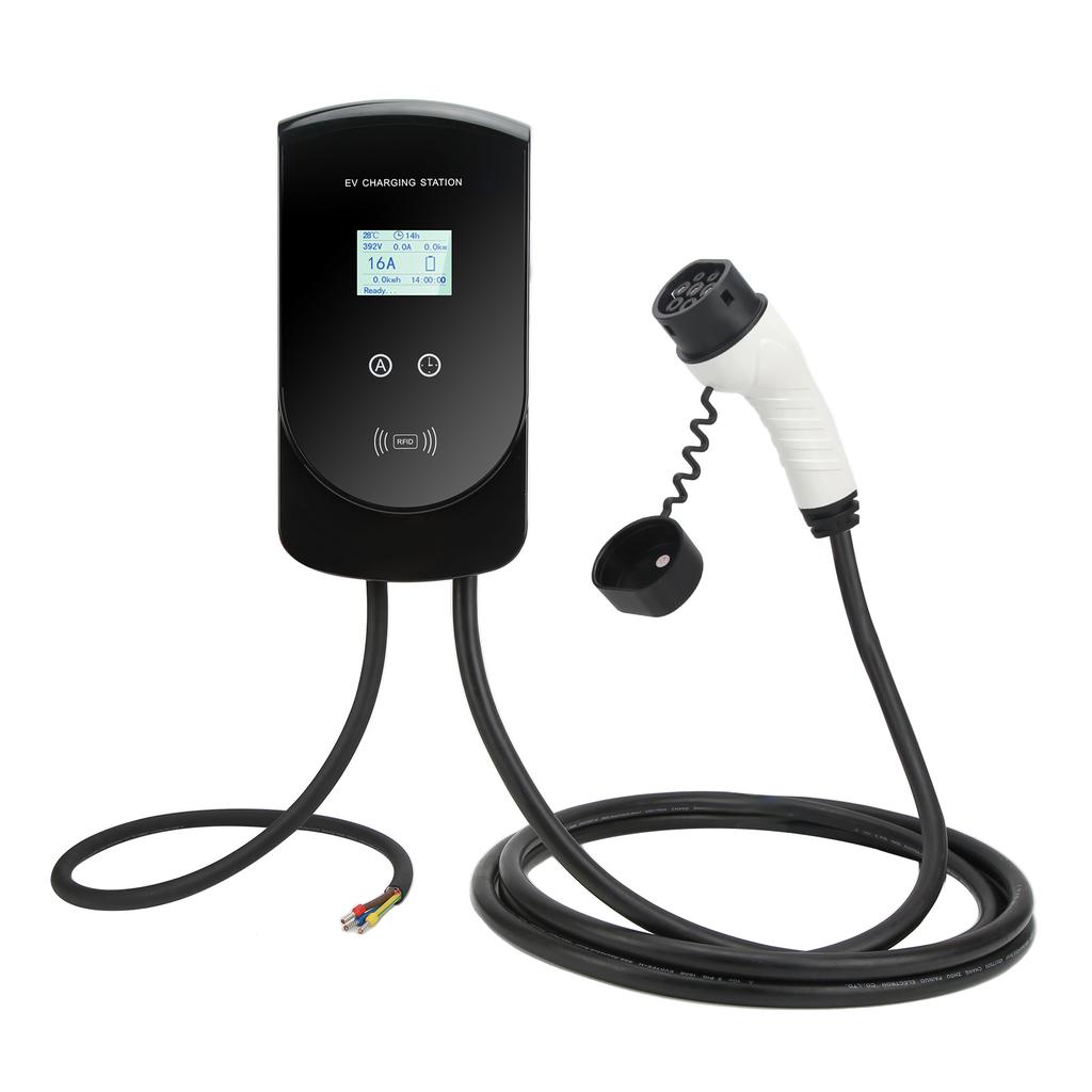 Type 2 Plug EV Charging Wall Station IEC 62196‑2 Connector 5m 220‑250V 3.5kW 16A Adjustable 2.8in LCD Screen