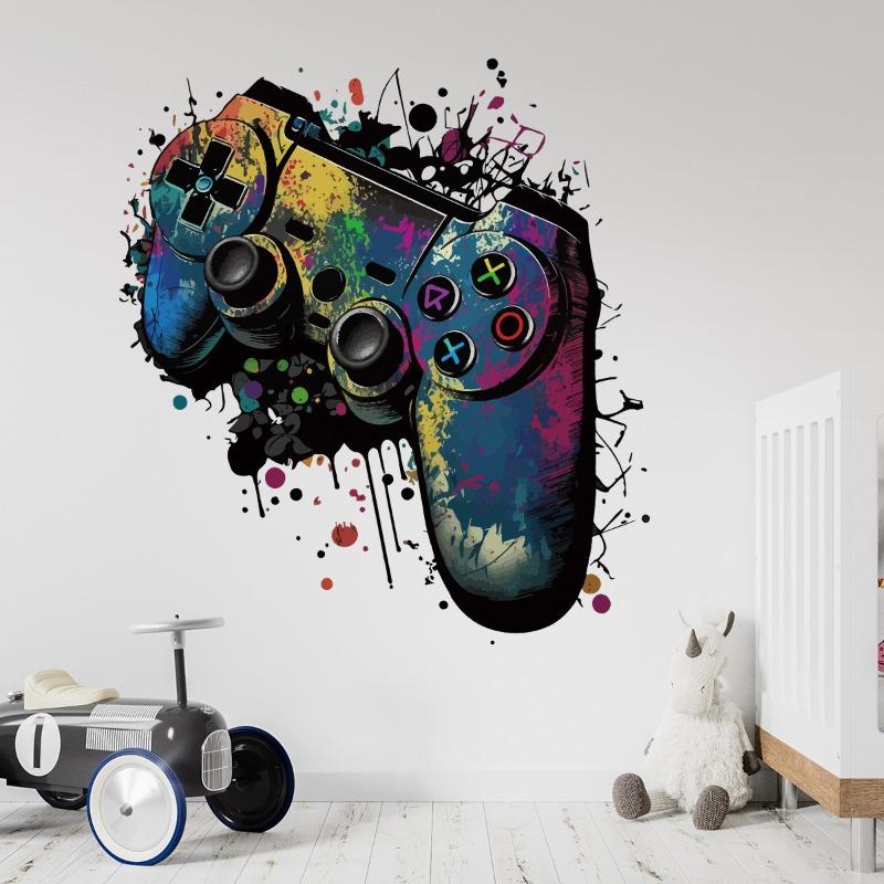 Watercolor Colorful Game Mechanical Wall Stickers for Children Room Kid Boy Home Decor Wall Decal Bedroom Living Room Decoration