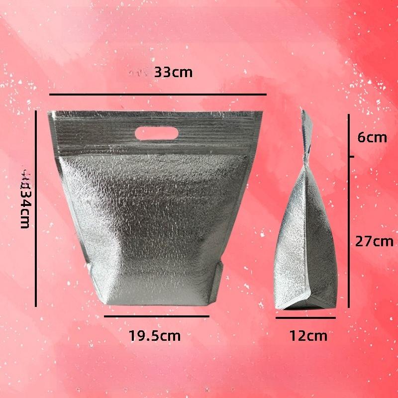 Thermal Insulation Aluminum Foil Disposable Food Delivery Pouch Food Fresh-keeping Refrigerate Bags Self Sealing Zipper Three-dimensional Tote Pockets