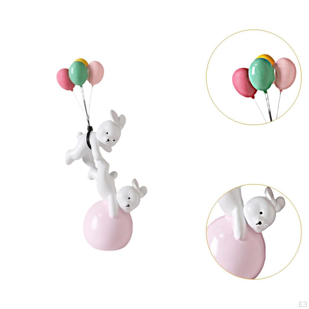 Balloon Bunny Figurine Flying Figure Sculpture Statue for Shelf Home Office