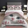 2/3pcs Cat Duvet Cover Set, (1 Duvet Cover + 1/2 Pillowcase, Without Core) Cute Kitten Animal Print Soft Comfortable Bedding Set