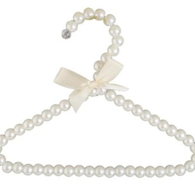 20cm Fashion Pearl Hanger with Bow - Pet, Dog, and Children's Plastic Hanger
