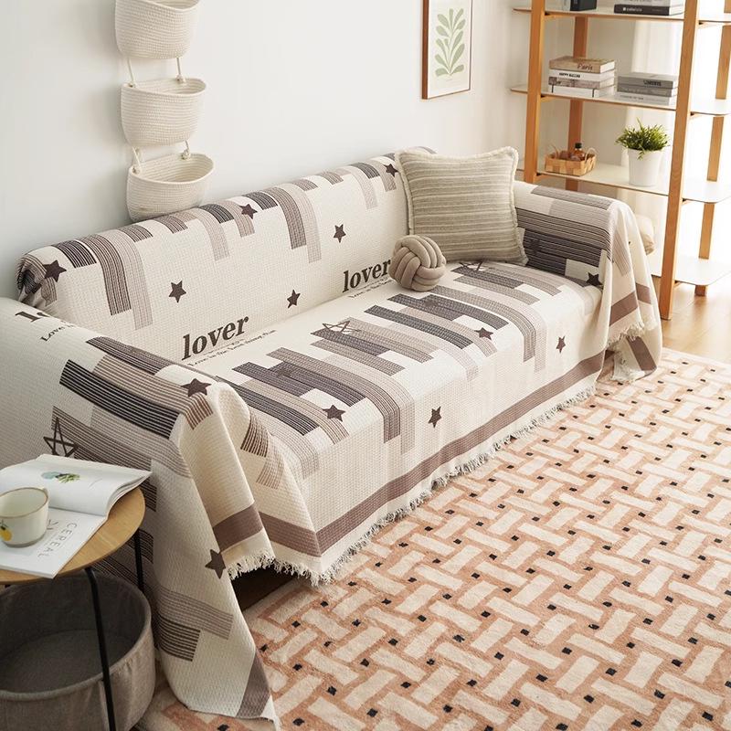 Waffle Sofa Slipcover: Full Cover, Anti-Slip, Anti-Cat Scratch, Universal, Four Seasons Blanket.