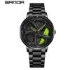 SANDA 1087 New Steel Band Rotating Trend Fashion Waterproof Students Cool Boys Watch Dial Design Stainless Steel Wristwatches