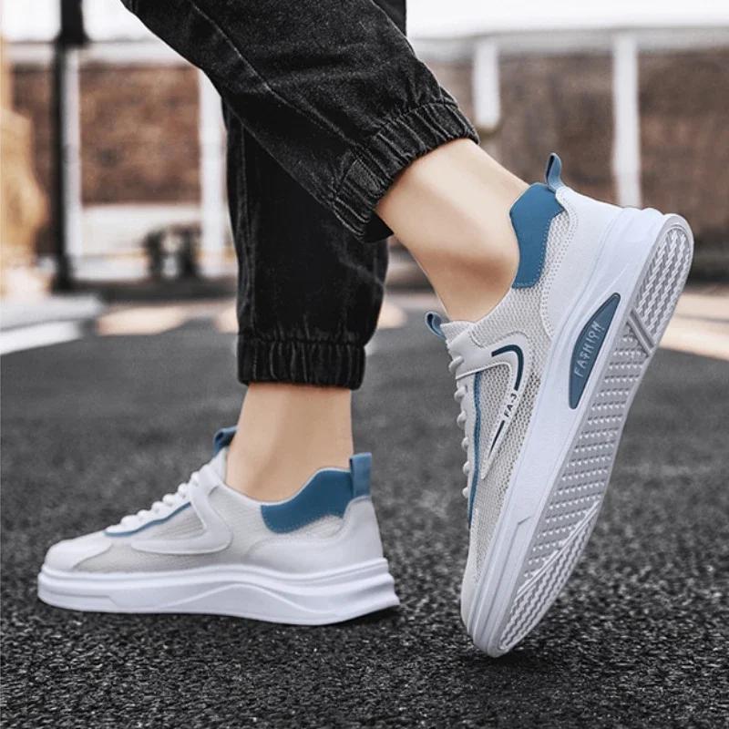 Novos sapatos masculinos respiráveis da moda, tênis masculinos resistentes ao desgaste, 2024, calçados casuais brancos leves originais, Zapatillas De Deporte