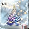 Indoor Outdoor Christmas Decorations Stained Glass Style Tree Static Window Cling, Gradient Starry Sky Colorful Wall Art Xmas Sticker, Reusable