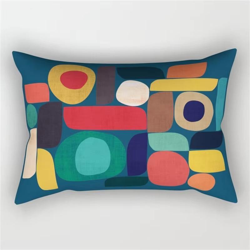 Rainbow Geometric Pattern Plant Print Decorative Pillowcase Bedroom Living Room Office Cushion Home Decor Rectangular Pillowcase