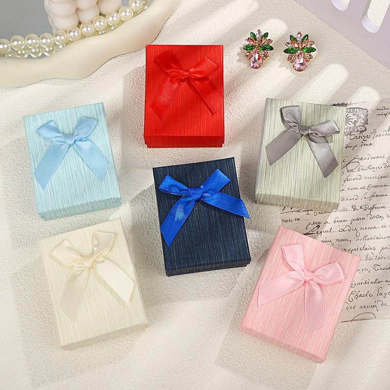 1Pc Cardboard Earring With Sponge Inside Ring Bow Bracelets Gift Box Rectangle Jewelry Set Necklace Packaging Boxes