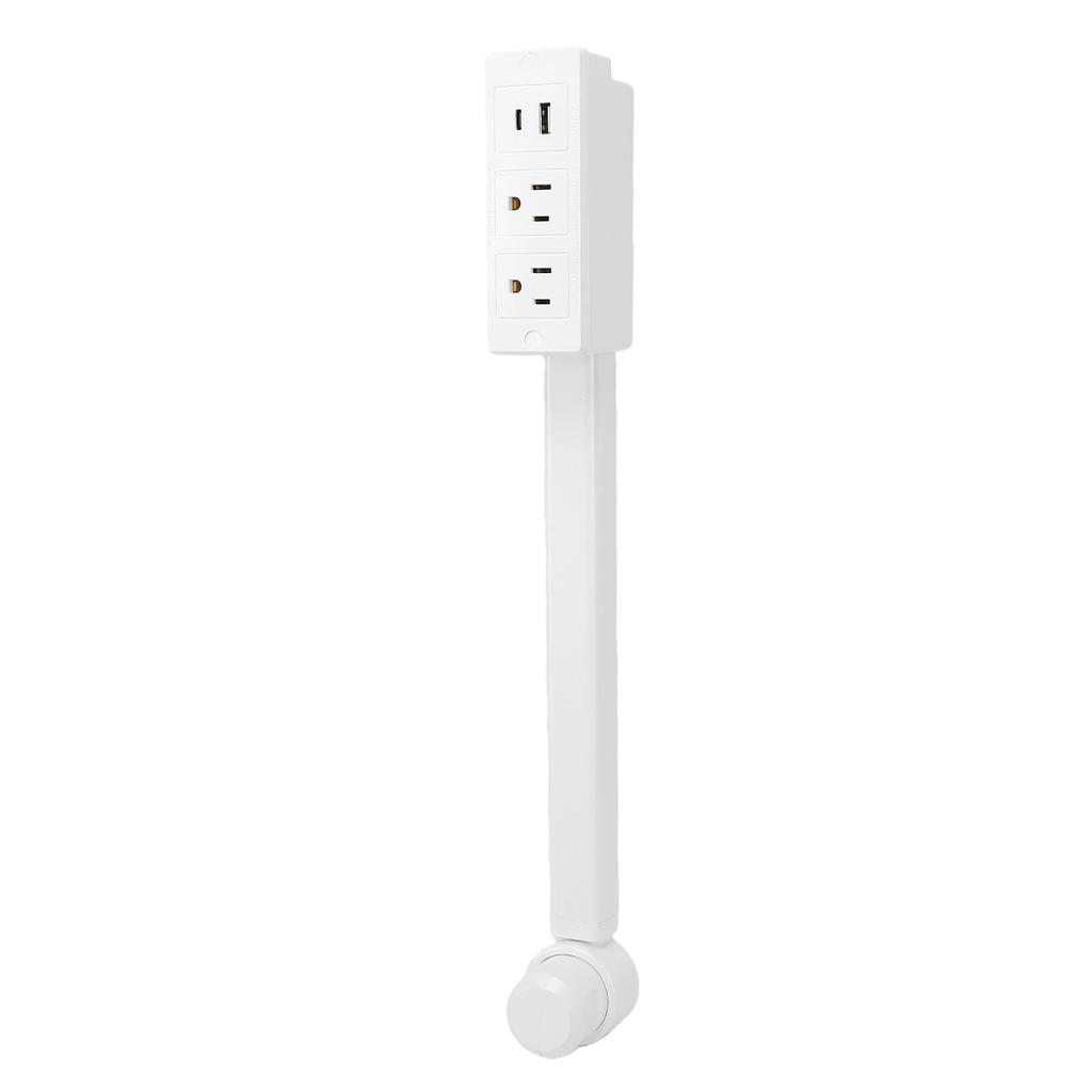 Outlet Extender Stick with 2 AC Outlets USB A Type C Ports 90 Degree Rotating Extendable 17 27in for Nightstands Sofa