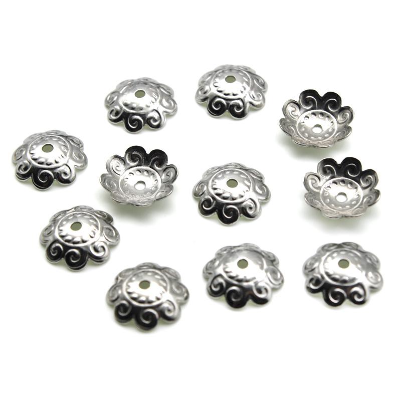 50pcs 7mm 10mm Stainless Steel Flower Bead Caps Spacer Charms Bead Caps For Jewelry Making Findings Needlework DIY Accessories
