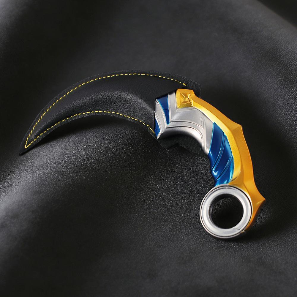 Juguete Modelo Karambit Sombra Celestial de Valorant 16cm 6.3pulgadas Metal No Afilado Giratorio Réplica Coleccionable Con Funda