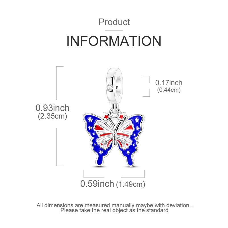 Charms Coppercreative Flag-Themed Butterfly Pendants Fit Charms Plataoriginal Bracelet Beads Women Jewellery Making