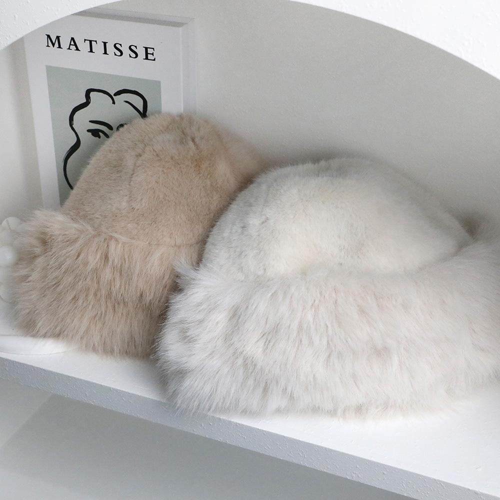 Fur Hat Women Warm Snow Ski Cap Plush Female Faux Fox Fur Thicken Warm Winter Hat Lady Windproof Panama Furry Fisherman Cap Y2k