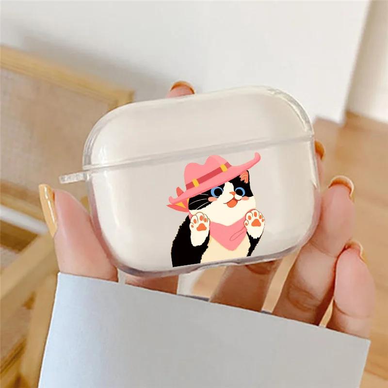 Cute Cartoon Black Cat Earphone Case for Airpods 4th 3rd 2 Pro Soft Cover for Airpod 2 3 1 Protective Accessorie Shell Fundas