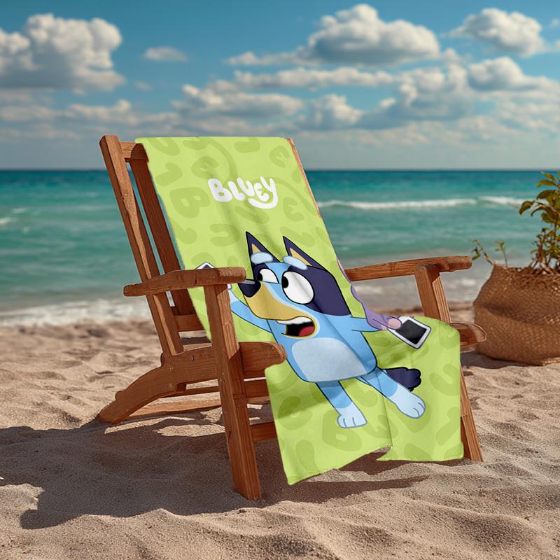 Ultra-Soft Beach Towel with Bluey Theme,Ideal for Pool - Camping, Diving - Perfect Travel Essential, Vibrant Beach Towel.