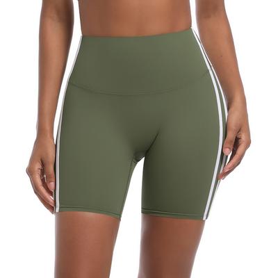 Neue gestreifte Farbblock-Yoga-Shorts für Damen Schnelltrocknend Pfirsich-Lift Enge Shorts Laufen Sport Fitnessshorts