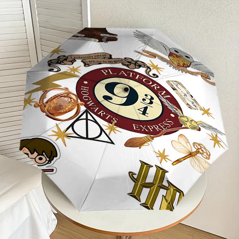 1PC Hogwarts Platform 9 3/4 Umbrella-8-Rib Reinforced, Automatic Open, Lightweight & Durable, Cute Fashion Accessory for Outdoor, D2660